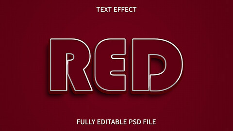 Red PSD fully editable text effect. Layer style PSD mockup template