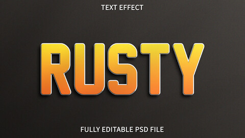 Rusty PSD fully editable text effect. Layer style PSD mockup template