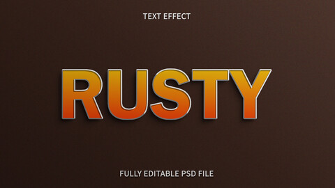 Rusty PSD fully editable text effect. Layer style PSD mockup template