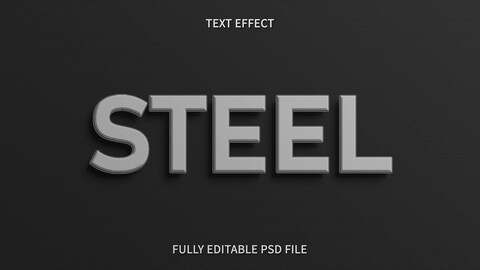 Steel PSD fully editable text effect. Layer style PSD mockup template