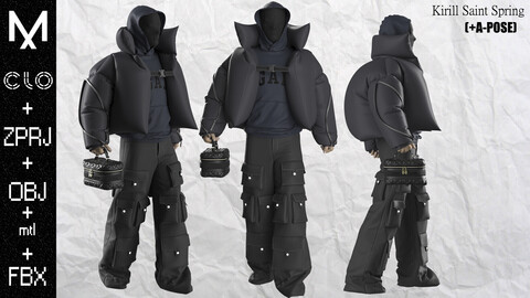 New Outfit Male Marvelous designer/Clo3d OBJ mtl FBX ZPRJ +A-POSE