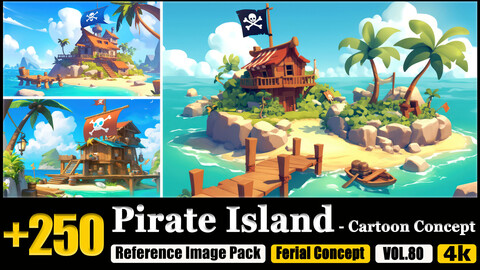 250 Pirate Island - Cartoon Concept Reference Image Pack v.80 |4K|