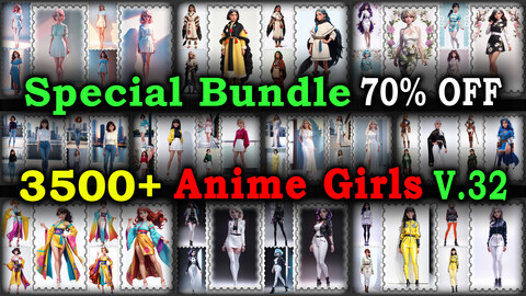 3500+ SPECIAL BUNDLE (Anime Girls Images Reference Pack)  - 4K Resolution - V.32