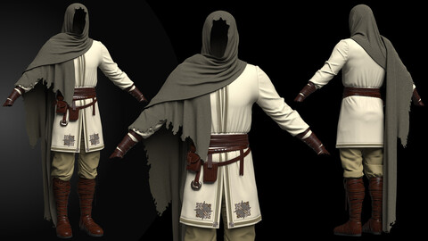 3D model of medieval men's clothing by Marvelous Designer