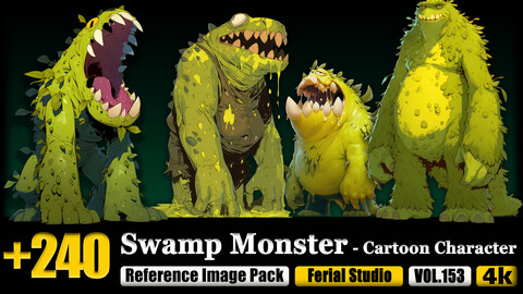 240 Swamp Monster - Cartoon Character Reference Image Pack v.153 |4K|