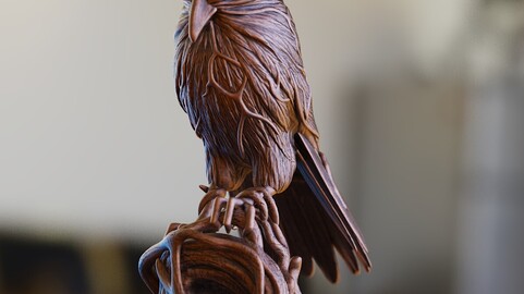 Raven Staff Topper 3D Sculpture – 3D Printable STL