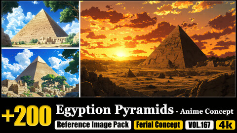 200 Egyption Pyramids - Anime Concept Reference Image Pack v.167 |4K|