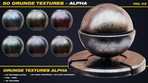 50 Grunge Textures - Alpha Vol 03