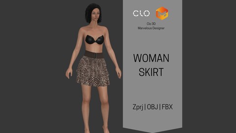 female skirt / zprj+obj+fbx / clo3d, marvelous designer /