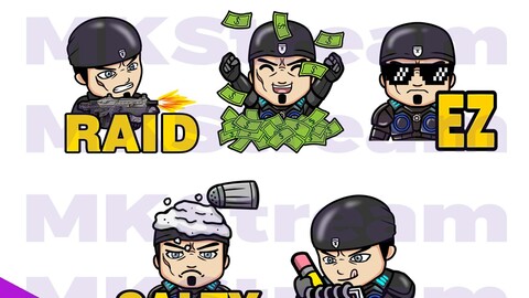 Twitch emotes gears of war Marcus raid, rich, ez, salty & note pack