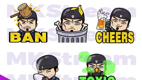 Twitch emotes gears of war Marcus ban, trash, cheers, sip & toxic pack