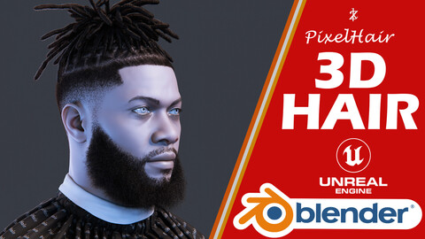 PixelHair Hairstyle - Dreads Fade 021 (Hair for blender/ unreal engine / metahuman) Afro hair | Kinky hair | 4c Hair | African / African American Hair