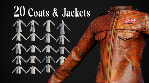 20 Coats & Jackets - (Obj+Fbx+Zprj+Clo3d)