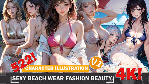 522 Sexy Beachwear Fashion Beauty Diverse Outfit Character Design Reference Art V2 4K