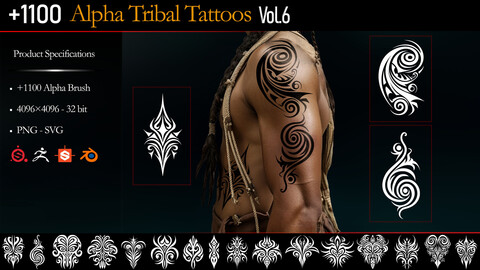 +1100 Alpha Tribal Tattoos (MEGA PACK) - Vol.6