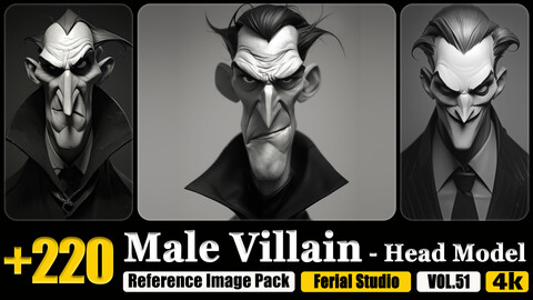 220 Male Villain - Head Model Reference Image Pack v.51 |4K|