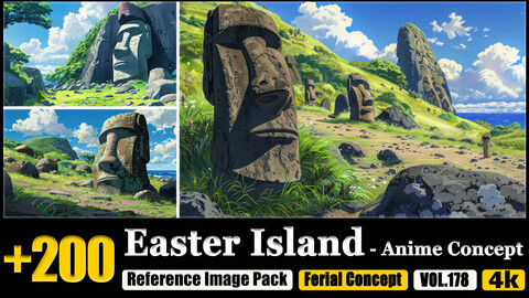 200 Easter Island - Anime Concept Reference Image Pack v.178 |4K|