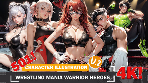 501 Wrestling Mania Warrior Heroes Diverse Outfit Character Design Reference Art V2 4K