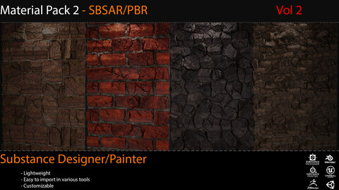 40 Brick Materials Pack 2 – Architectural & Game-Ready Textures