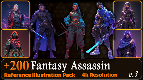 200 Fantasy Assassin Reference Pack | 4K | v.3