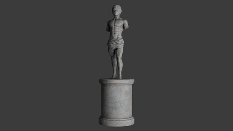 Low-Poly Old antique sculpture of a man Low-poly 3D model