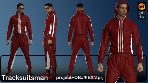 Tracksuits man  Marvelous designer / Clo3D Project (ZPRJ+FBX+OBJ Files)