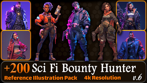 200 Sci Fi Bounty Hunter Reference Pack | 4K | v.6