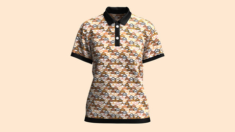 Ladies Printed Polo Tops V2