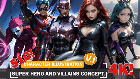 510 Superhero and Villain Character Concept Diverse Character Reference Art V1 4K