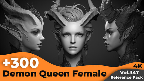 +300 Demon Queen Female  Head Sculpt Reference Images(4k)