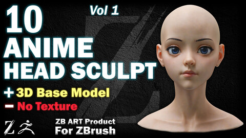 10 ZB ART Anime Head Sculpt (3D Base Model) - Vol 1