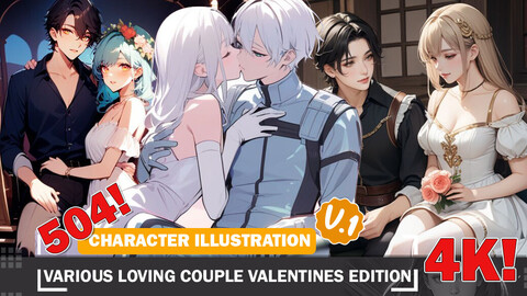 504 Various Anime Couples Valentine 2025 Edition Diverse Outfit Character Design Reference Art V1 4K