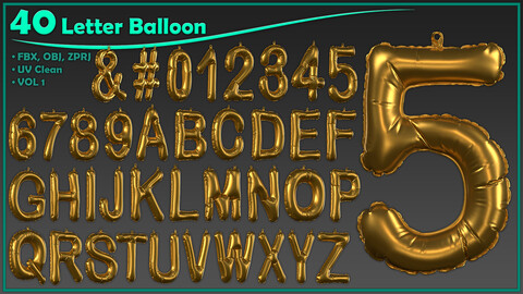 40 number & letter balloon/ zprj+obj+fbx/ clo3d, marvelous designer/vol1