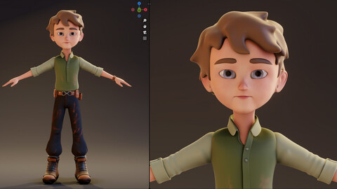 Rigged Boy Character - Blender