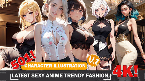 501 Latest Sexy Anime Trendy Fashion Diverse Outfit Character Design Reference Art V2 4K