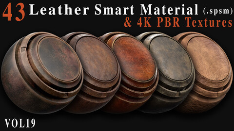 43 Leather Smart Materials + 4K PBR Textures - Vol 19