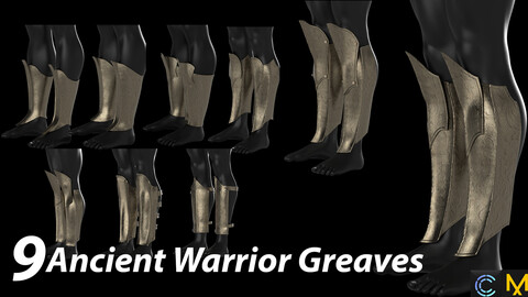 Ancient Warrior Greaves   Marvelous Designer/Clo3D file - (a-pose, Zprj)    - OBJ files (thin unweld / thick unweld)    - FBX files (thin unweld / thick unweld)