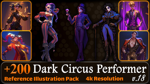 200 Dark Circus Performer Reference Pack | 4K | v.18