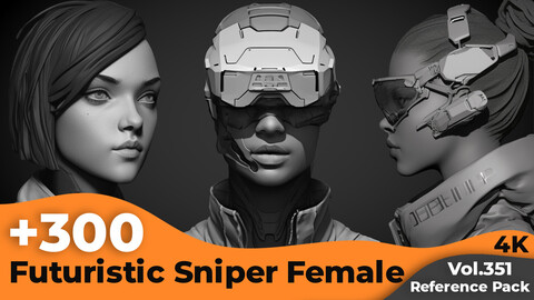 +300 Futuristic Sniper Female Head Sculpt Reference Images(4k)