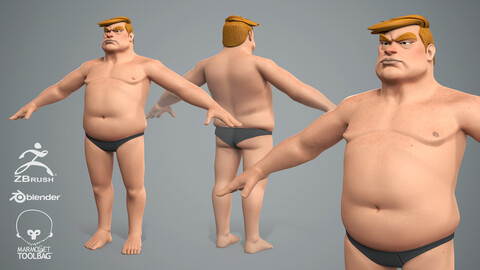 Cartoon male character Don base mesh