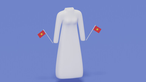 Vietnamese Traditional Dress Ao Dai 3D model