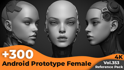 +300 Android Prototype Female Head Sculpt Reference Images(4k)