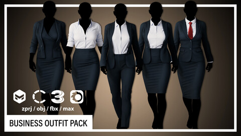 BUSINESS OUTFIT PACK (CLO3D, MD PROJECTS+OBJ+FBX+.max)