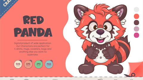 Cute cartoon Red Panda. T-Shirt, PNG, SVG.