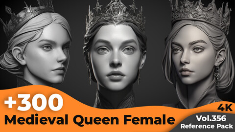 +300 Medieval Queen Female Head Sculpt Reference Images(4k)