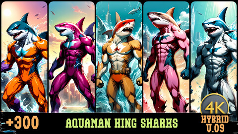 +300 Aquaman King Sharks Hybrid: Epic Characters | 4K | Anime/Comic Hybrid Vol.09