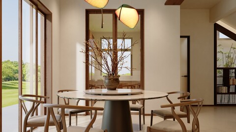 Wabi-sabi dining table and chairs