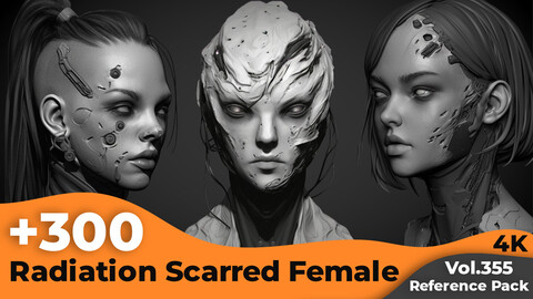 +300 Radiation Scarred Female Head Sculpt Reference Images(4k)