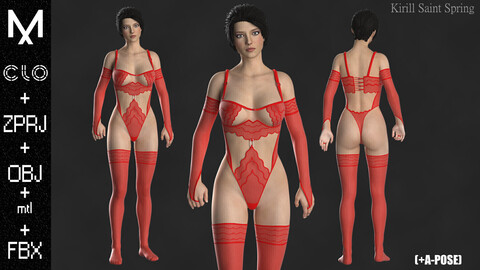 New Underwear Marvelous designer/Clo3d OBJ mtl FBX ZPRJ + A-POSE