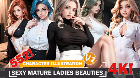 552 Sexy Anime Mature Ladies Diverse Outfit Character Design Reference Art V2 4K